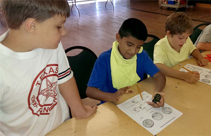 Children doing fingerprint activity