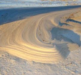 A salt flat in the sunlight.