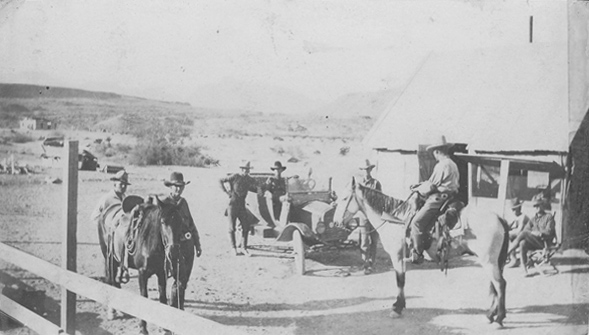 Texas Rangers and US Army operating together on the Border during the World War I era. From the J.R. Hunnicutt collection.