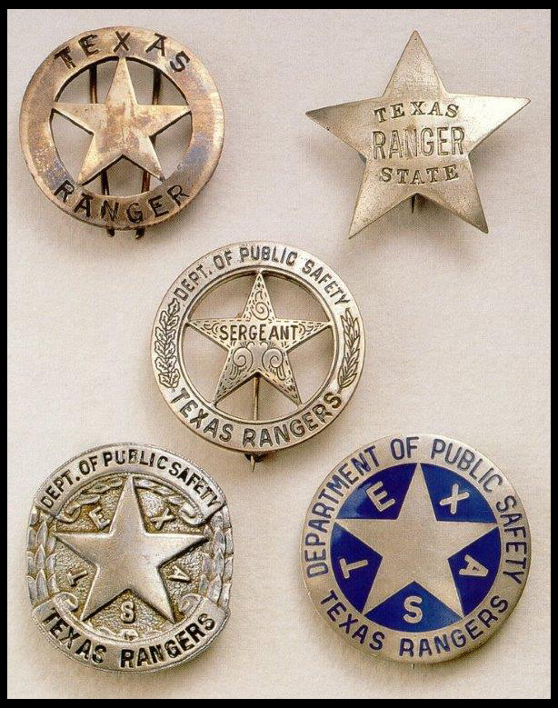 Five badges on a white background. One is star shaped, the rest are circle star shaped. One circle star shaped badge has a dark blue background.