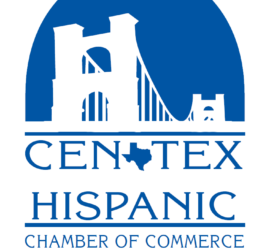 blue CenTex Chamber logo with Waco bridges