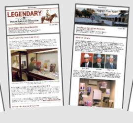 four thumbnail graphics of newsletters