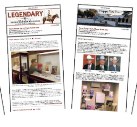 four thumbnail graphics of newsletters