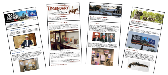 four thumbnail graphics of newsletters