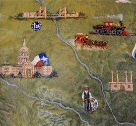 details like a Texas Ranger painted on green background